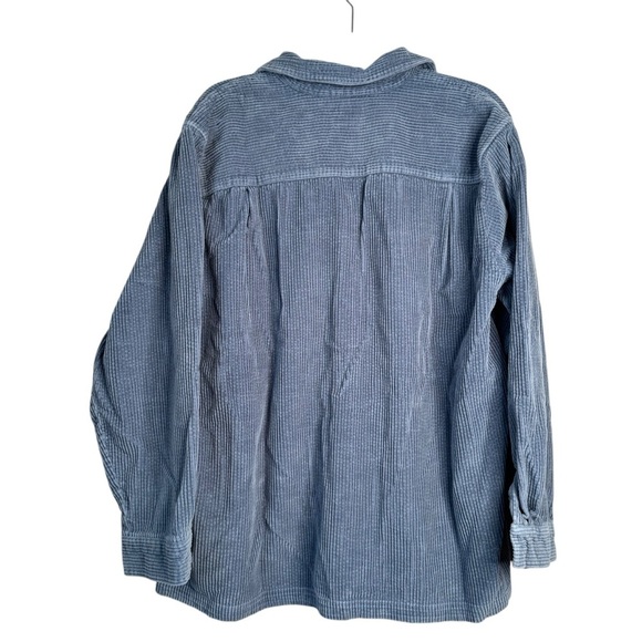 LL Bean Shirt Women Sz XL Corduroy Button Up Heavyweight Shacket Blue - Picture 2 of 5